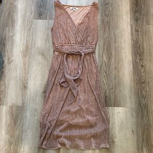 BB Dakota Womens Rose Quartz Lurex Midi Dress XS